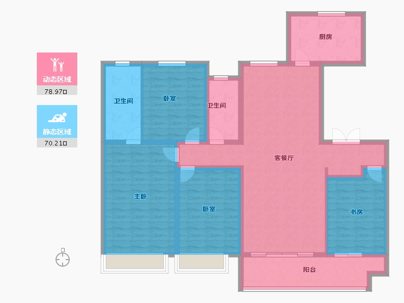 山东省-菏泽市-佳和桃李春风-134.30-户型库-动静分区