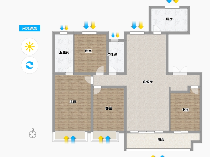 山东省-菏泽市-佳和桃李春风-134.30-户型库-采光通风