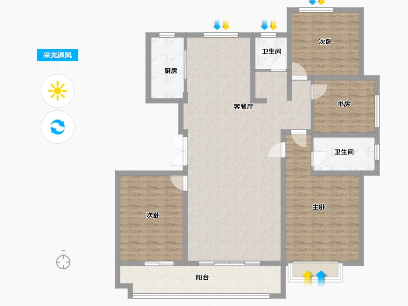 山东省-滨州市-莲池水岸·怡馨苑-140.32-户型库-采光通风