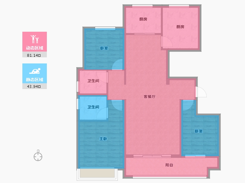 山东省-菏泽市-佳和桃李春风-112.80-户型库-动静分区