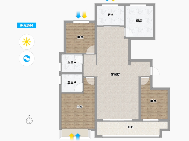 山东省-菏泽市-佳和桃李春风-112.80-户型库-采光通风