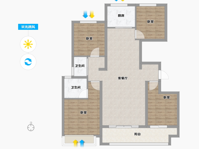 山东省-菏泽市-佳和桃李春风-112.00-户型库-采光通风