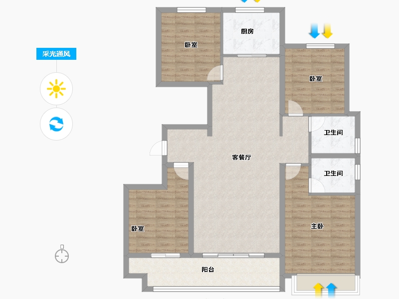 山东省-菏泽市-佳和桃李春风-113.60-户型库-采光通风