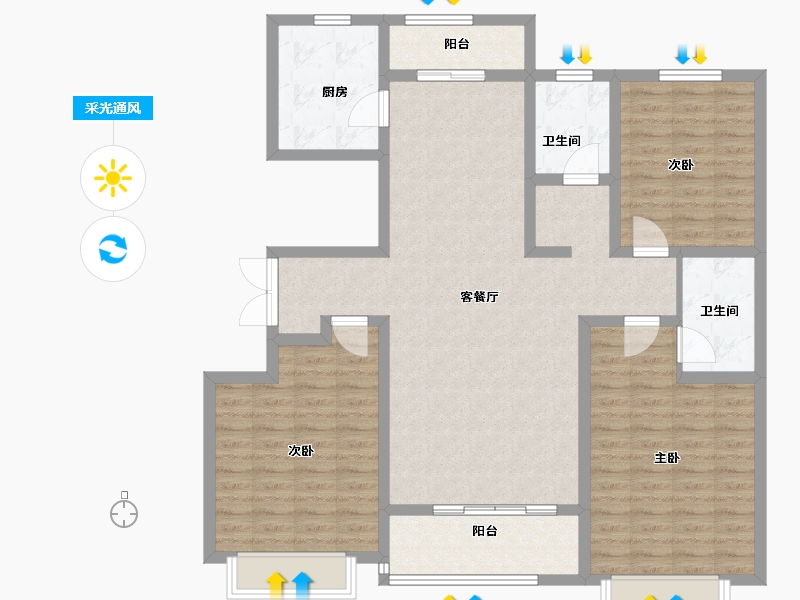 山东省-滨州市-莲池水岸·怡馨苑-122.00-户型库-采光通风