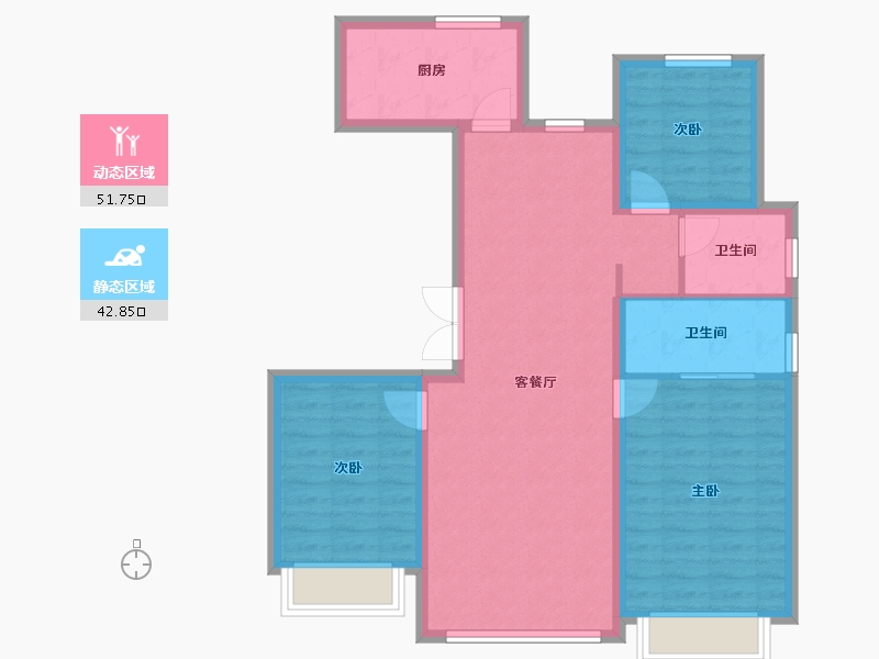 河北省-秦皇岛市-中冶德贤华府-84.93-户型库-动静分区