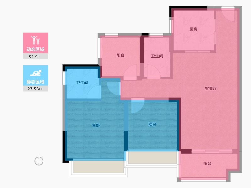 广东省-广州市-路劲·星棠-70.41-户型库-动静分区