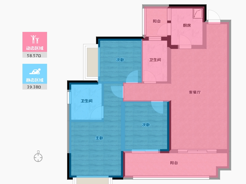 四川省-广安市-承平盛世月湖里-86.76-户型库-动静分区