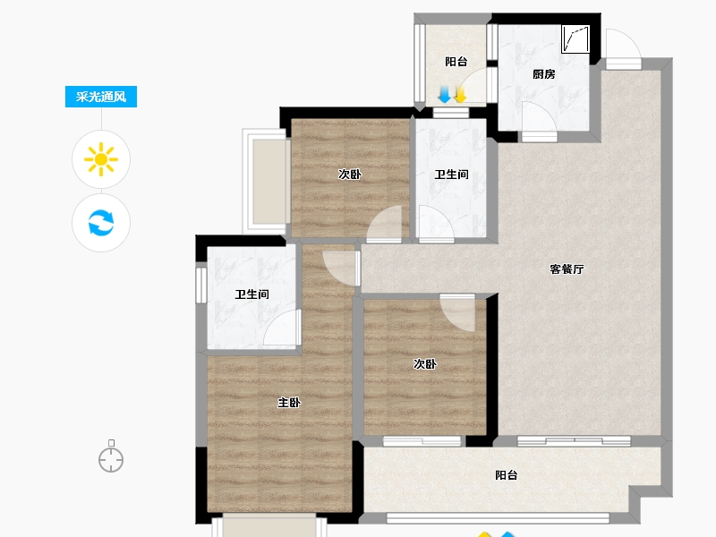 四川省-广安市-承平盛世月湖里-86.76-户型库-采光通风