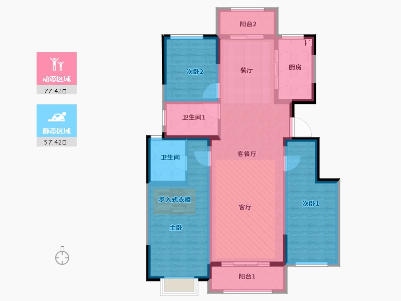 西藏自治区-拉萨市-泰林黄河馨苑二期-121.19-户型库-动静分区