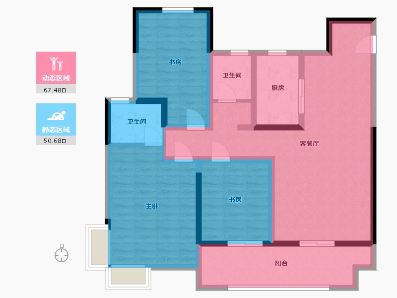 安徽省-淮南市-书香雅苑-105.00-户型库-动静分区