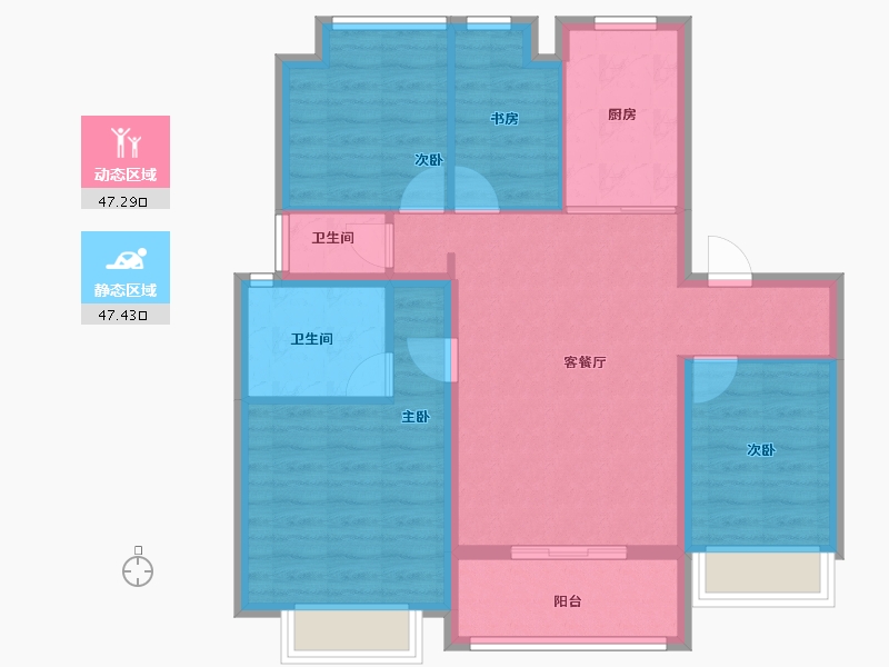 上海-上海市-万科翡翠公园-84.64-户型库-动静分区