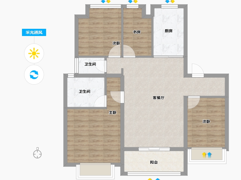 上海-上海市-万科翡翠公园-84.64-户型库-采光通风