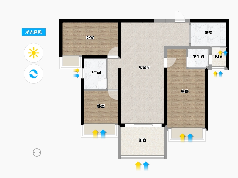 广东省-汕头市-正悦华府-90.34-户型库-采光通风