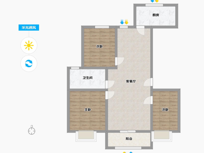 新疆维吾尔自治区-阿克苏地区-名爵苑-90.00-户型库-采光通风