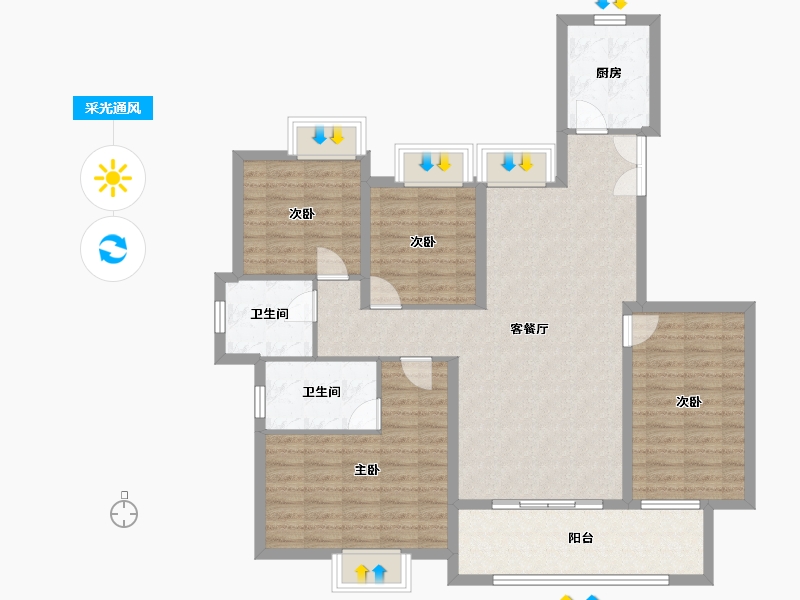 江西省-吉安市-滨江·翡翠学府-112.00-户型库-采光通风