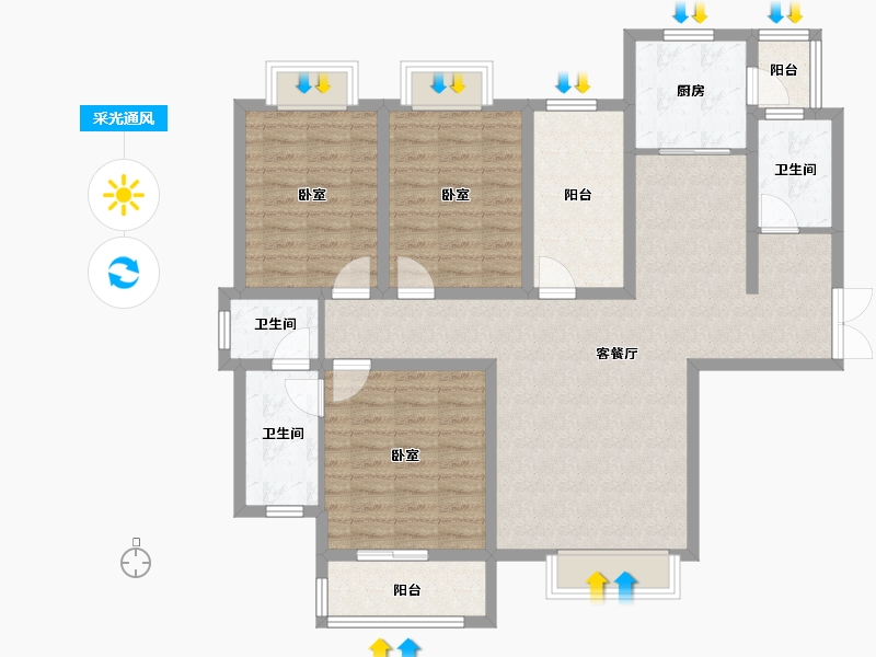 河南省-洛阳市-鼎盛国际-112.63-户型库-采光通风