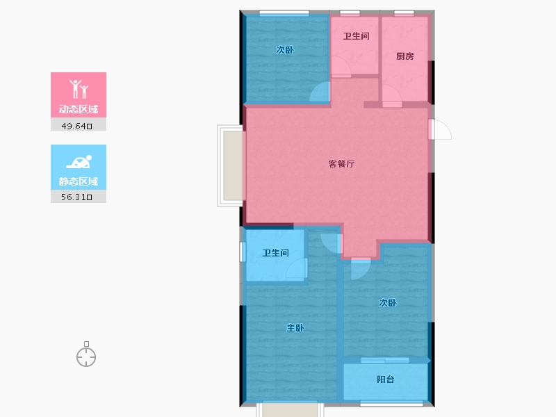 山东省-聊城市-昌利·幸福里-95.20-户型库-动静分区