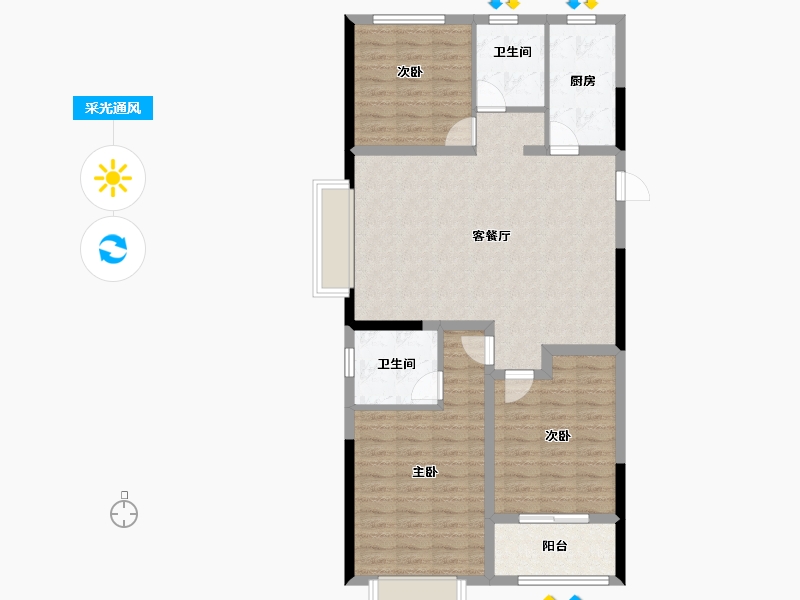 山东省-聊城市-昌利·幸福里-95.20-户型库-采光通风