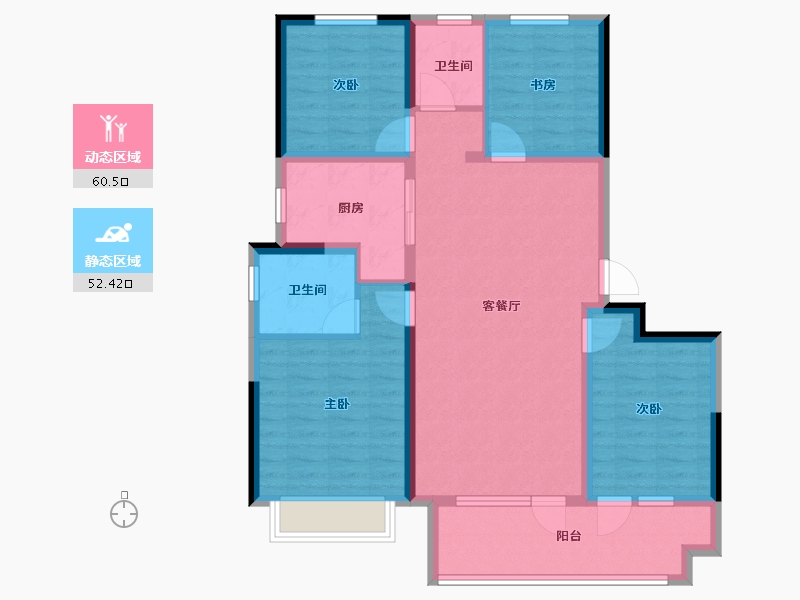 山东省-聊城市-星光·桃李天阅-100.80-户型库-动静分区