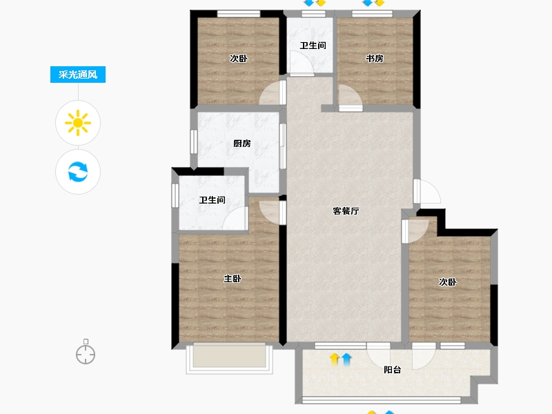 山东省-聊城市-星光·桃李天阅-100.80-户型库-采光通风