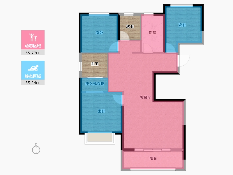 甘肃省-天水市-金田·仁和居-89.51-户型库-动静分区