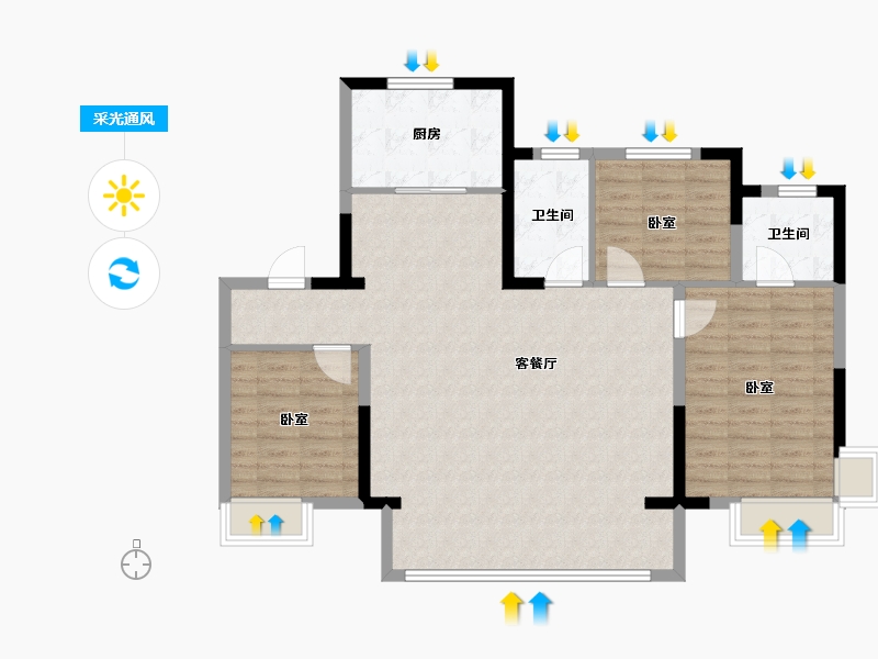 山东省-济南市-悦城壹品-102.40-户型库-采光通风