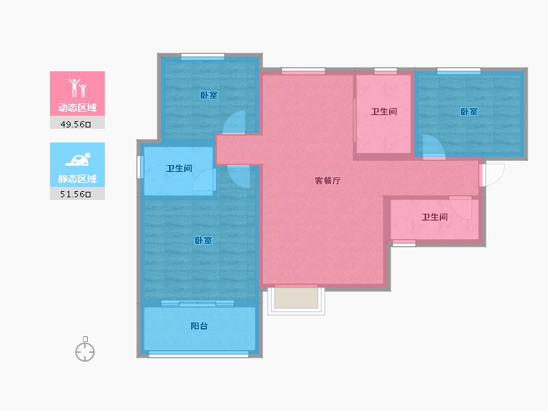 河南省-洛阳市-全盛天悦城悦云台-90.40-户型库-动静分区