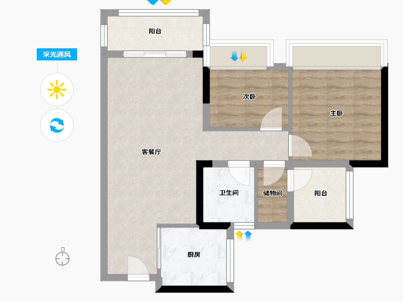 广东省-广州市-中建弘阳德信·湾璟壹号-62.41-户型库-采光通风