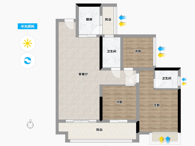 四川省-德阳市-花雨树香颂(二期)-115.00-户型库-采光通风