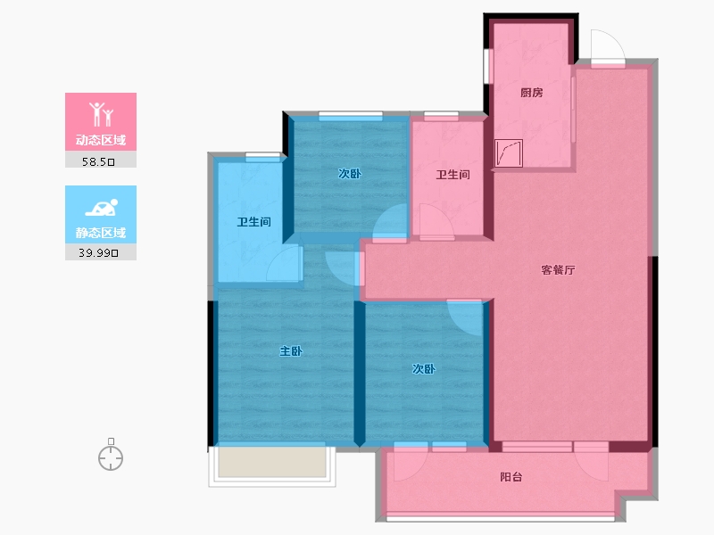 山东省-聊城市-星光·桃李天阅-87.20-户型库-动静分区