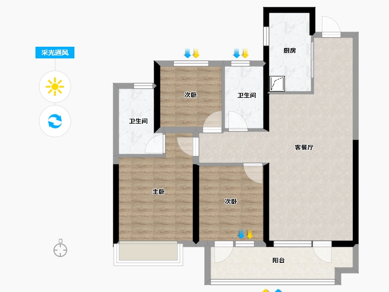 山东省-聊城市-星光·桃李天阅-87.20-户型库-采光通风