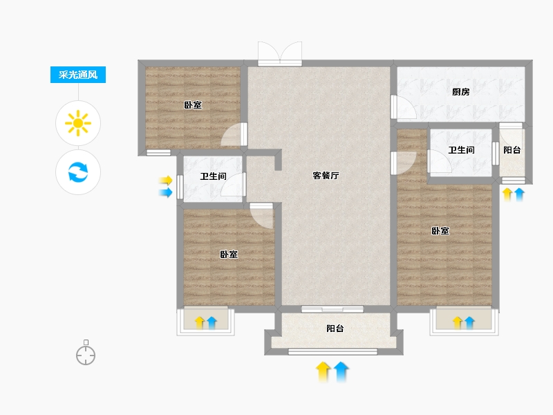 河南省-洛阳市-鼎盛国际-107.15-户型库-采光通风