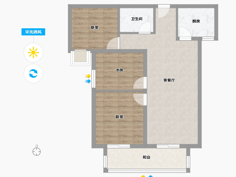 河南省-洛阳市-瑞江浅山悦-71.20-户型库-采光通风