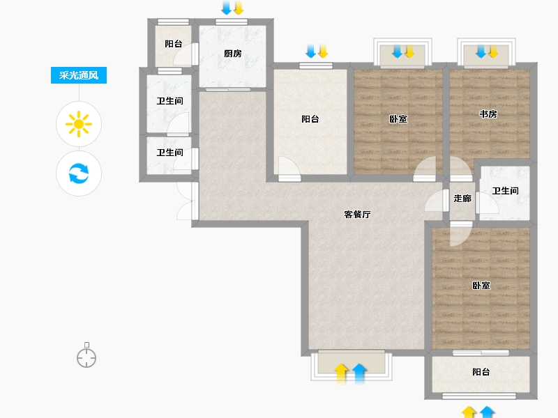 河南省-洛阳市-鼎盛国际-107.13-户型库-采光通风