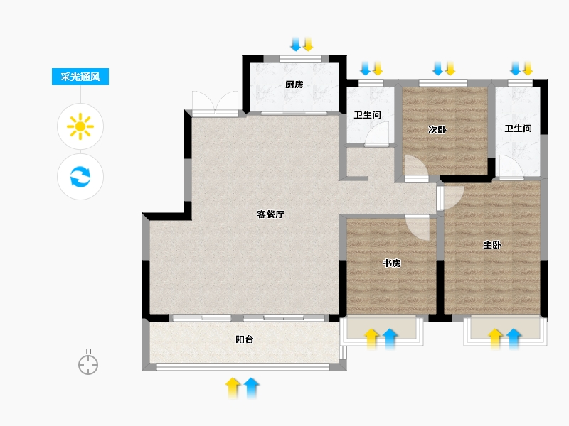 河南省-平顶山市-鲁山建业江山汇-104.00-户型库-采光通风