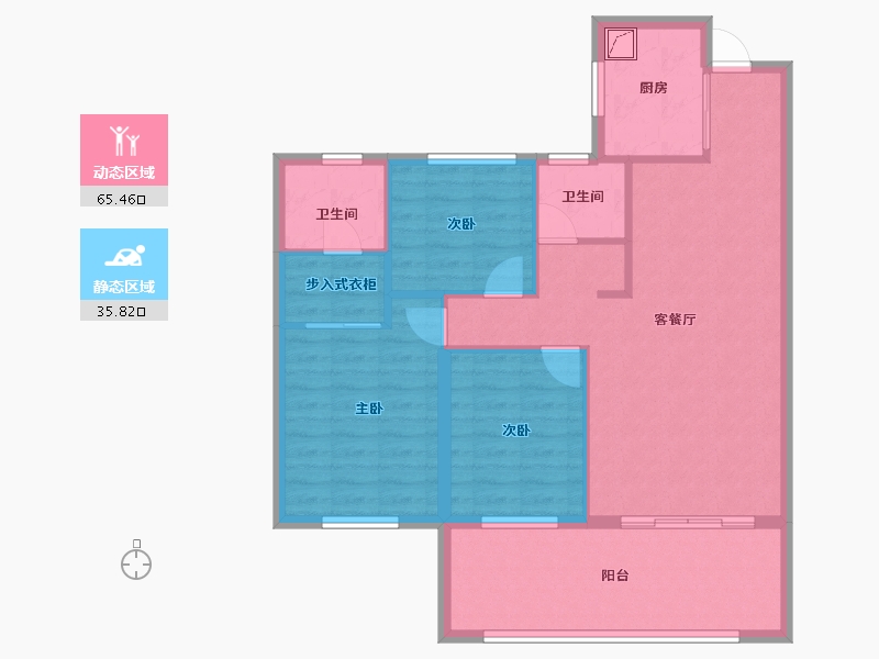 湖北省-黄冈市-城投玲珑家园-91.25-户型库-动静分区