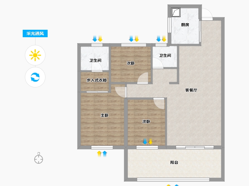 湖北省-黄冈市-城投玲珑家园-91.25-户型库-采光通风