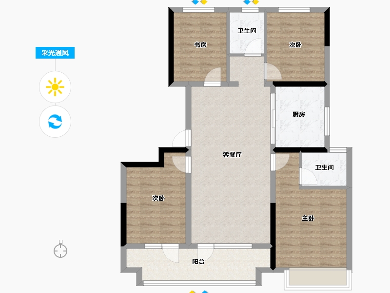 山东省-聊城市-星光·桃李天阅-100.00-户型库-采光通风