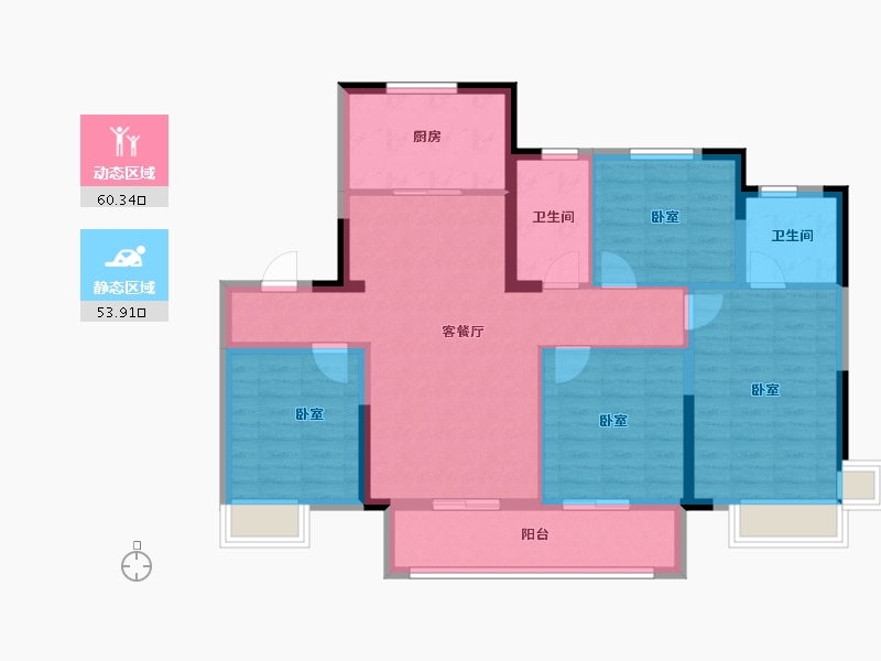 山东省-济南市-悦城壹品-102.39-户型库-动静分区