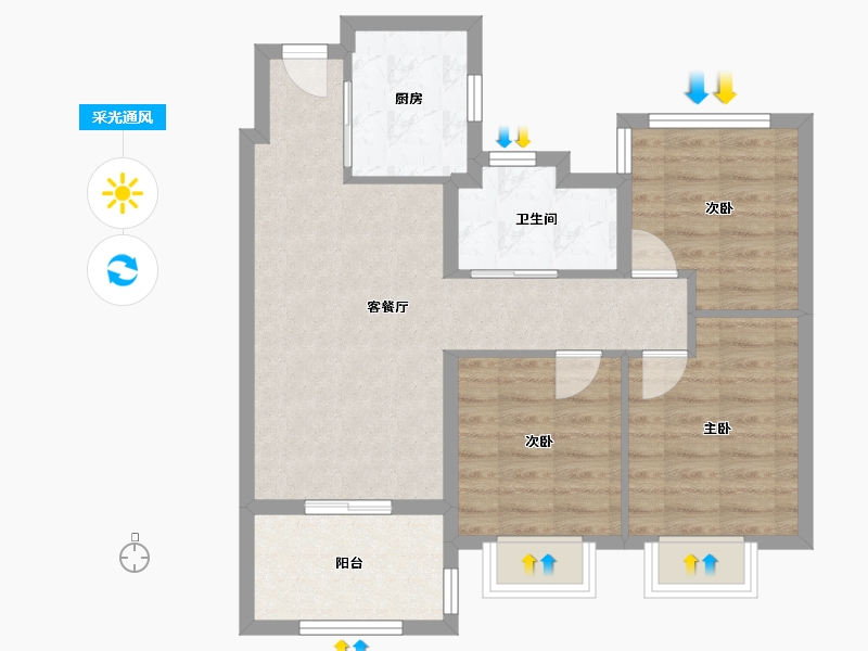 安徽省-合肥市-国贸璟原-71.21-户型库-采光通风