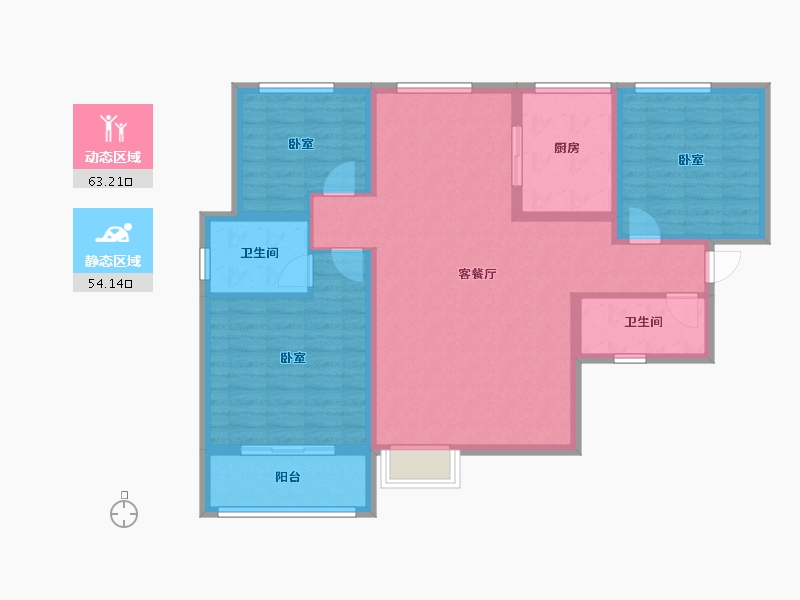 河南省-洛阳市-全盛天悦城悦云台-105.59-户型库-动静分区