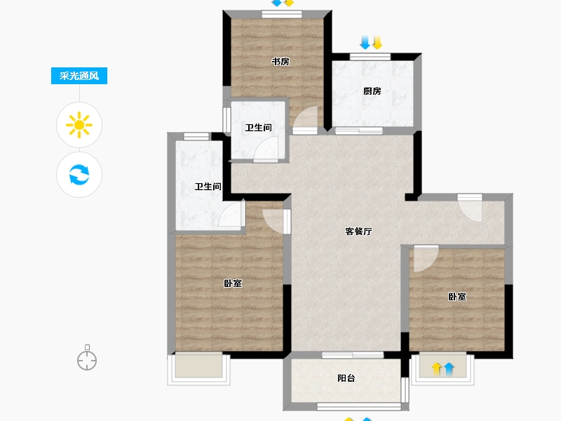 山东省-济南市-悦城壹品-84.00-户型库-采光通风