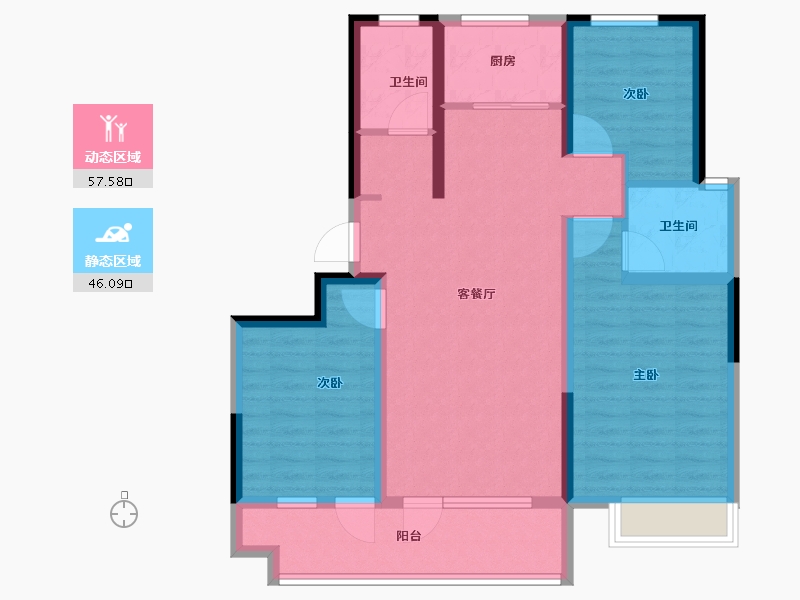 山东省-聊城市-民生·城市玖玺北区-92.00-户型库-动静分区