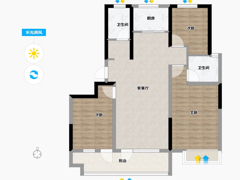 山东省-聊城市-民生·城市玖玺北区-92.00-户型库-采光通风