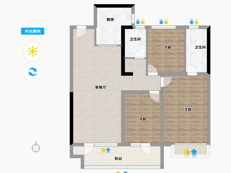 山东省-聊城市-民生·城市玖玺北区-95.20-户型库-采光通风