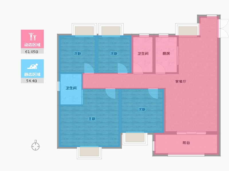 江西省-吉安市-滨江·翡翠学府-103.81-户型库-动静分区