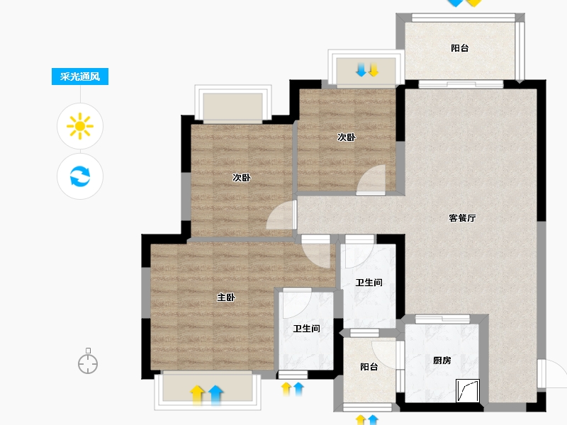 四川省-广安市-承平盛世月湖里-79.27-户型库-采光通风