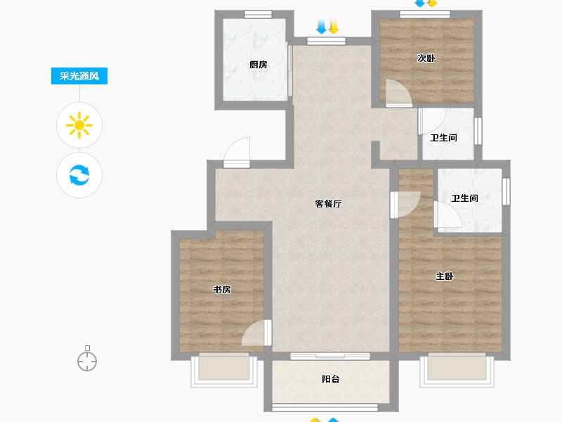 天津-天津市-中建锦绣丽城当红Pro-84.00-户型库-采光通风