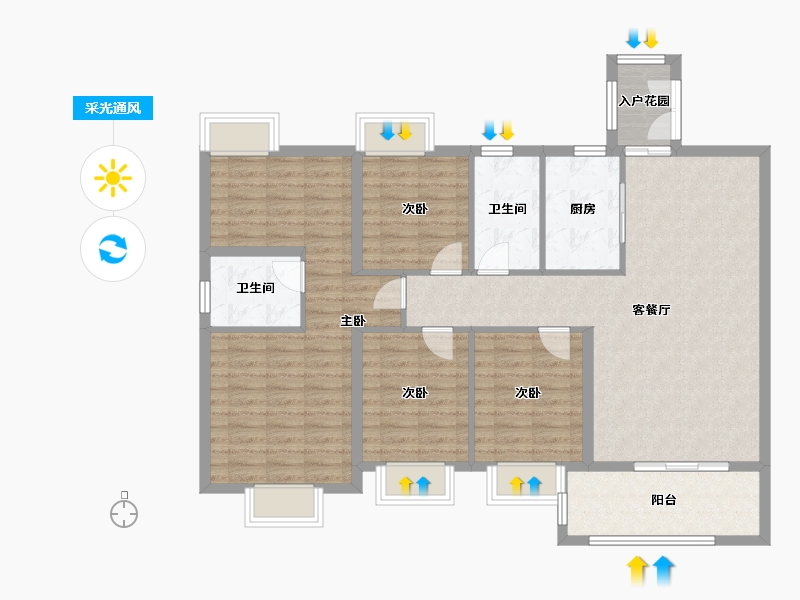 江西省-吉安市-滨江·翡翠学府-113.96-户型库-采光通风