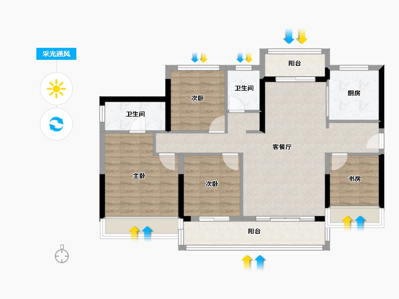 广东省-广州市-中建弘阳德信·湾璟壹号-95.21-户型库-采光通风